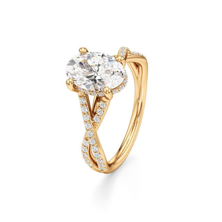 Twist Prong Set Hidden Halo Emerald Engagement Ring