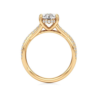 Twist Prong Set Hidden Halo Emerald Engagement Ring
