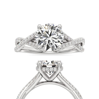 Twist Prong Set Hidden Halo Emerald Engagement Ring