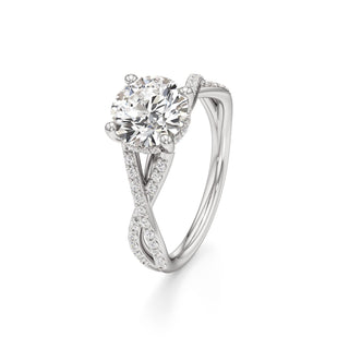 Twist Prong Set Hidden Halo Emerald Engagement Ring
