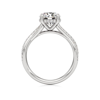 Twist Prong Set Hidden Halo Emerald Engagement Ring