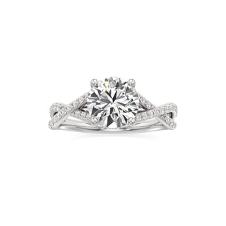 Twist Prong Set Hidden Halo Emerald Engagement Ring