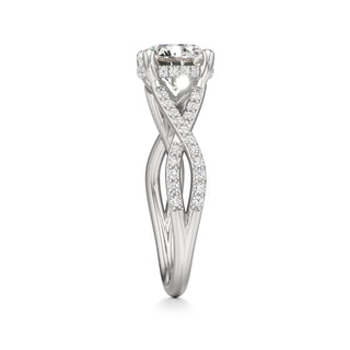 Twist Prong Set Hidden Halo Emerald Engagement Ring