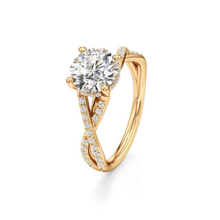 Twist Prong Set Hidden Halo Emerald Engagement Ring