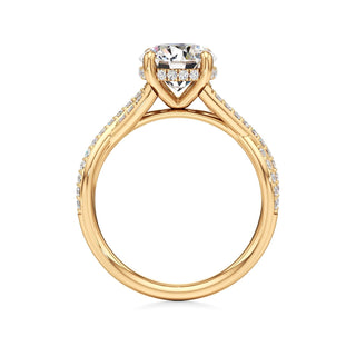 Twist Prong Set Hidden Halo Emerald Engagement Ring