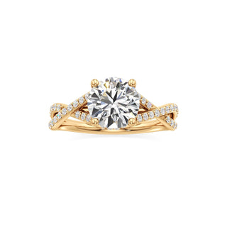 Twist Prong Set Hidden Halo Emerald Engagement Ring