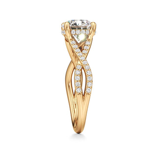 Twist Prong Set Hidden Halo Emerald Engagement Ring