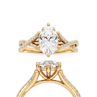 Twist Prong Set Six Prong Marquise Engagement Ring