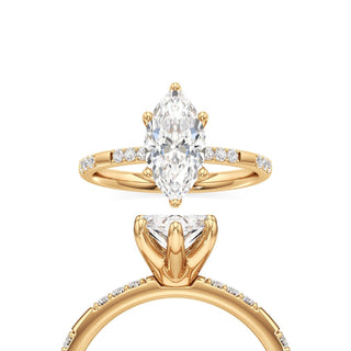 Ysabel Elongated Cushion Station Diamond Band
